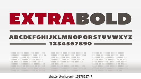 Extra Bold Font. Uppercase Numbers And Letters In Alphabet Order. RGB. Global Colors