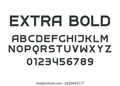 Extra Bold Sans Serif Font. Extra bold english alphabet with uppercase letters and numbers