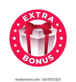 Extra Bonus 3D Gift boxes with ribbon label design. For icon, banner, sticker, badge, wrapping, sticker, christmas. Vector Illustration