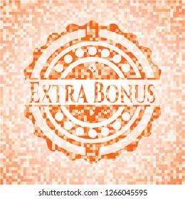 Extra Bonus abstract emblem, orange mosaic background