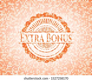 Extra Bonus abstract orange mosaic emblem with background