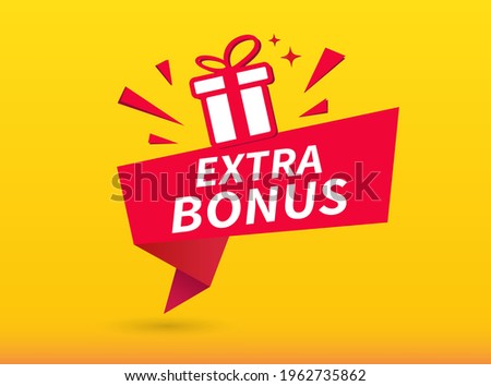 Extra bonus banner design on yellow background. Element design for web. Vector illustration