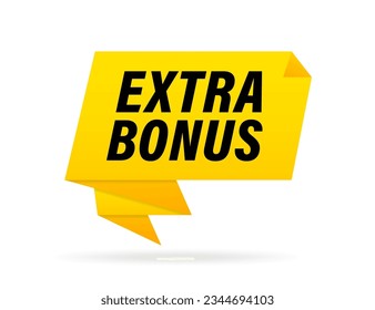 Bonos extra. Bonos extra de banner. Etiqueta extra extra, pegatina o icono de etiqueta. Elemento de diseño de venta y promoción con premio gratuito. Ilustración del vector