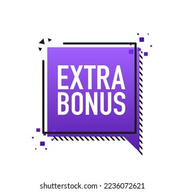Extra bonus banner. Realistic purple badge. Product advertising. Web design. Vector illustration