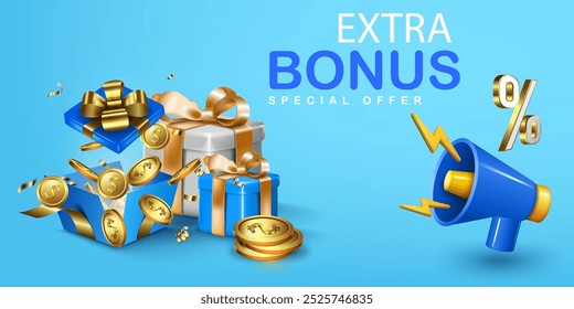 extra bonus business marketing and promotion announcement advertising banner,background and special offer concept advertisement element vector illustration. casino,jackpot and lottery bonus banner.