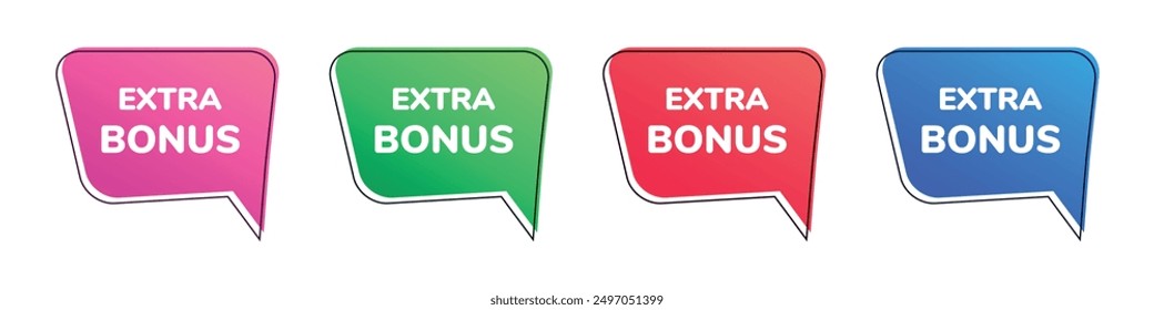 Conjunto de burbujas de discurso colorido de bonificación adicional. Icono de Vector