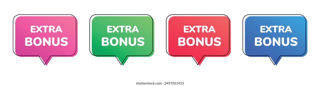 Conjunto de burbujas de discurso colorido de bonificación adicional. Icono de Vector