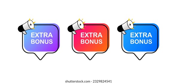 Extra bonus. Flat, color, available bonus, promotion. Vector illustration.