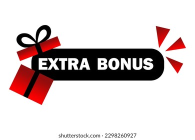 Extra bonus with gift box label. Vector illustration.