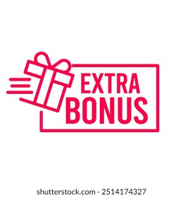 Extra Bonus Cajas de regalo con iconos de cinta Set. Insignia de caja de regalo gratis en estilo plano de moda. Etiqueta sorprendente de las cajas de regalo, etiqueta engomada del envoltorio del regalo, sorteo afortunado, icono de la caja de las Navidades. Ilustración vectorial.