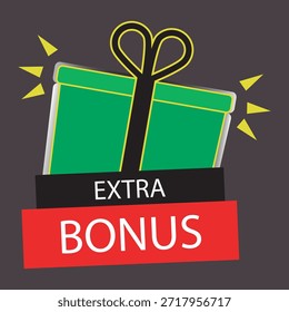 Extra Bonus Cajas de regalo con iconos de cinta Set. Insignia de la caja de regalo en estilo plano de moda. Etiqueta de cajas de regalo sorprendente, icono de caja de Navidades. Ilustración vectorial