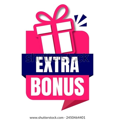 Extra Bonus Gift boxes with ribbon icons Set. Gift box badge in Trendy Flat style. Surprising gift boxes label, Gift wrapping sticker, Christmas box icon. Vector Illustration.