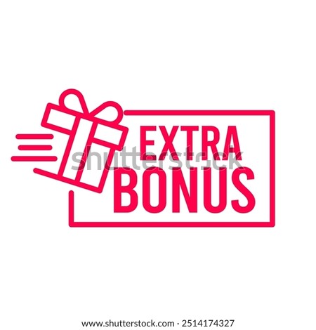 Extra Bonus Gift boxes with ribbon icons Set. Free Gift box badge in Trendy Flat style. Surprising gift boxes label, Gift wrapping sticker, lucky draw, Christmas box icon. Vector Illustration.