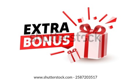 Extra bonus gift, gift tag, free product. web sticker. Vector illustration