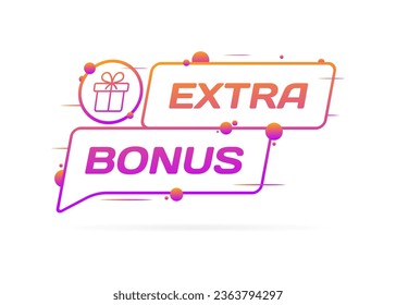 Extra bonus icon. Flat, purple, gift box, extra bonus, bonus sign. Vector icon