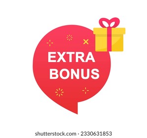 Extra bonus icon. Modern banner with surprise gift. Extra bonus label banner. Web template for promotion. Vector illustration.