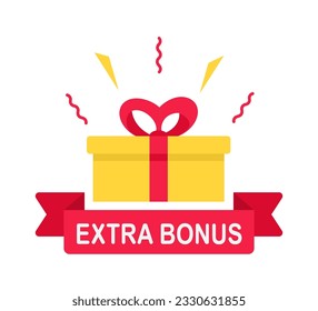 Extra bonus icon. Modern banner with surprise gift. Extra bonus label banner. Web template for promotion. Vector illustration.