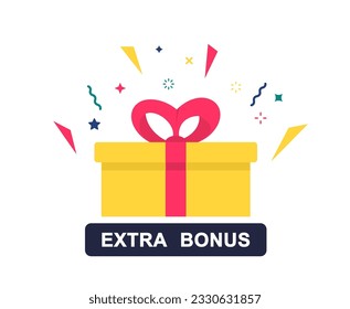 Extra bonus icon. Modern banner with surprise gift. Extra bonus label banner. Web template for promotion. Vector illustration.