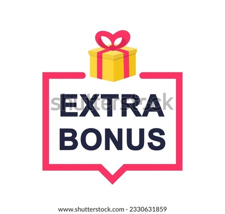 Extra bonus icon. Modern banner with surprise gift. Extra bonus label banner. Web template for promotion. Vector illustration.