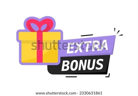 Extra bonus icon. Modern banner with surprise gift. Extra bonus label banner. Web template for promotion. Vector illustration.