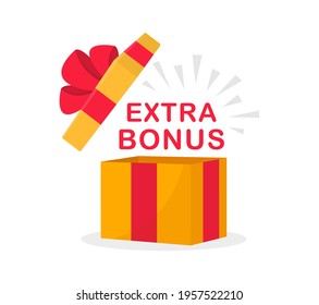 Extra bonus label banner. Modern banner with surprise gift. Web template for promotion. Bonus icon. Vector illustration.