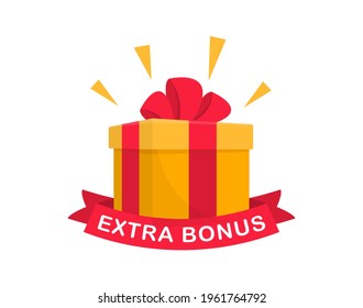 Extra bonus label banner. Modern banner with surprise gift. Web template for promotion. Bonus icon. Vector illustration.