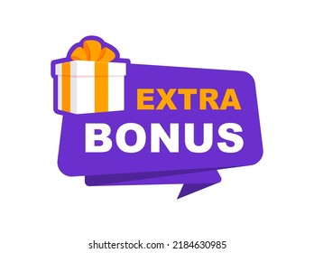 Extra bonus label banner. Modern banner with surprise gift. Web template for promotion. Bonus icon. Vector illustration.