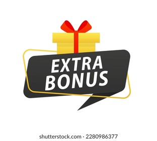 Extra bonus label banner. Modern banner with surprise gift. Web template for promotion. Bonus icon. Bonus tag. Modern web banner with gift. Vector illustration