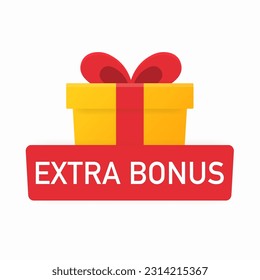 Extra bonus label banner. Modern banner with surprise gift. Web template for promotion. Bonus icon. Vector illustration. 