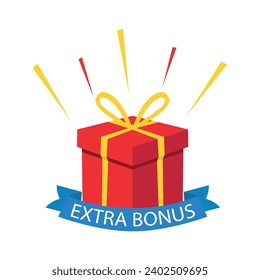 Extra bonus label banner. Modern banner with surprise gift. Web template for promotion. Bonus icon. Vector illustration