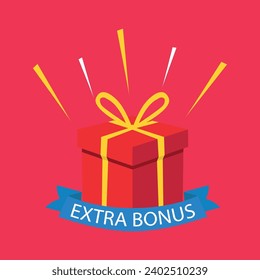 Extra bonus label banner. Modern banner with surprise gift. Web template for promotion. Bonus icon. Vector illustration