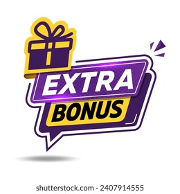 Extra bonus label banner. Modern banner with surprise gift. Web template for promotion. Bonus icon. Modern web banner with gift. 