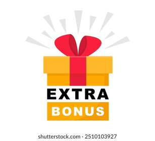 Extra bonus label banner. Modern banner with surprise gift. Web template for promotion. Bonus icon. Vector illustration.