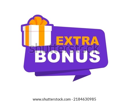 Extra bonus label banner. Modern banner with surprise gift. Web template for promotion. Bonus icon. Vector illustration.