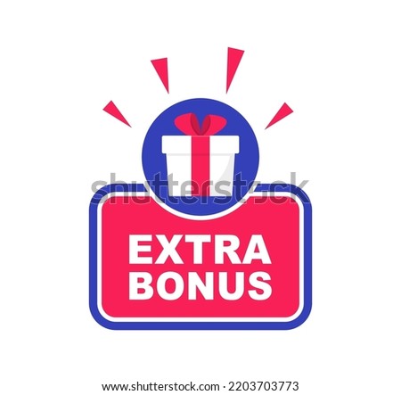 Extra bonus label banner. Modern banner with surprise gift. Web template for promotion. Bonus icon. Vector illustration.