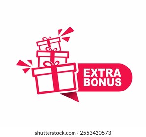 Extra bonus label design vector for product sales. Modern Red Label.