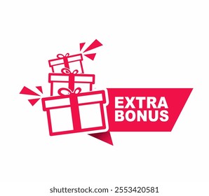 Extra bonus label design vector for product sales. Modern Red Label.