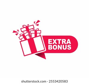 Extra bonus label design vector for product sales. Modern Red Label.