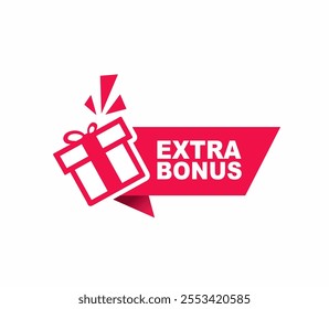 Extra bonus label design vector for product sales. Modern Red Label.