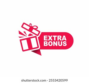 Extra bonus label design vector for product sales. Modern Red Label.