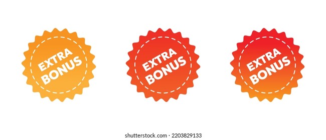 Etiqueta de bonificación adicional para el diseño de promoción. Etiqueta extra extra, pegatina o etiqueta con icono de caja de regalo. Elemento de diseño de venta y promoción con premio gratuito.