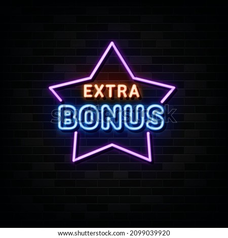 Extra Bonus Neon Sign. Light Banner. Vector Illustration