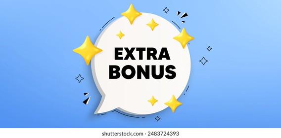 Extra bonus offer tag. Chat speech bubble banner. Special gift promo sign. Sale promotion symbol. Extra bonus speech bubble message. Talk box infographics. Vector
