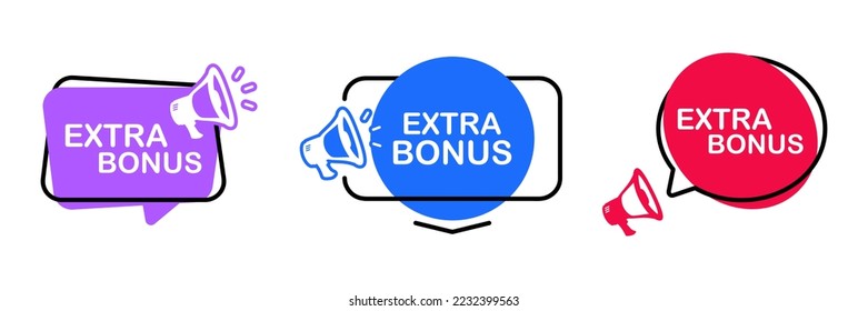 Extra Bonus. Extra bonus offer, vector banner with megaphone. Special shop proposition concept. Super sale campaign announcement. Loudspeaker banner. Label for business, marketing and advertising