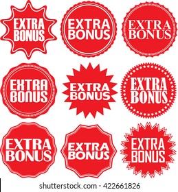 Extra bonus red label. Extra bonus red sign. Extra bonus red banner. Vector illustration