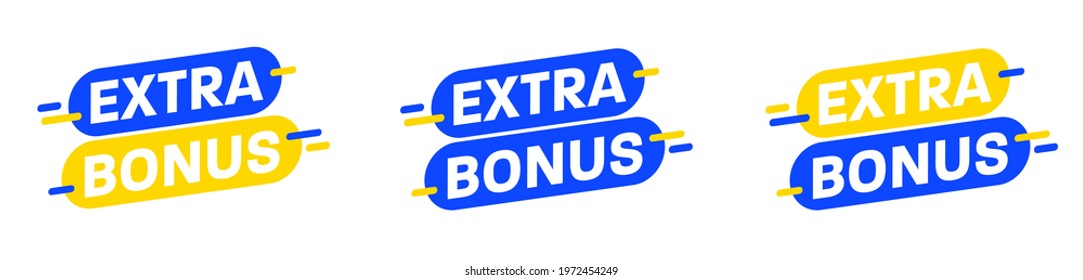 Extra bonus sale sticker badge banner, label design element. Set of sticky poster tag or for low price, product quality, trade promotion. Vector illustration isolated on white background