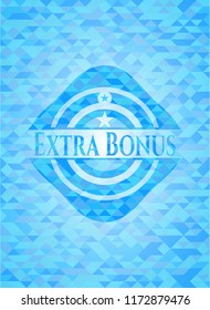 Extra Bonus sky blue emblem with triangle mosaic background