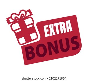 Extra Bonus Sticker. Modern Web Banner Element with gift. Isolated on white background.
