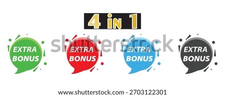 Extra Bonus tag, special offer sign, promotion label sticker, sales marketing badge set