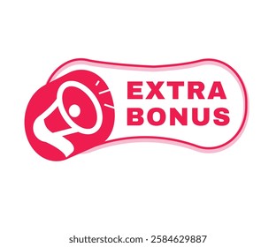 Extra bonus vector icon megaphone, banner symbol modern design badge. Red graphic sign.